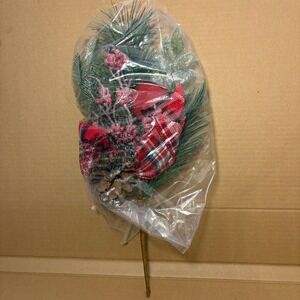 New in Package Christmas Pine Stem Red Bell Floral Pick Holiday Decor